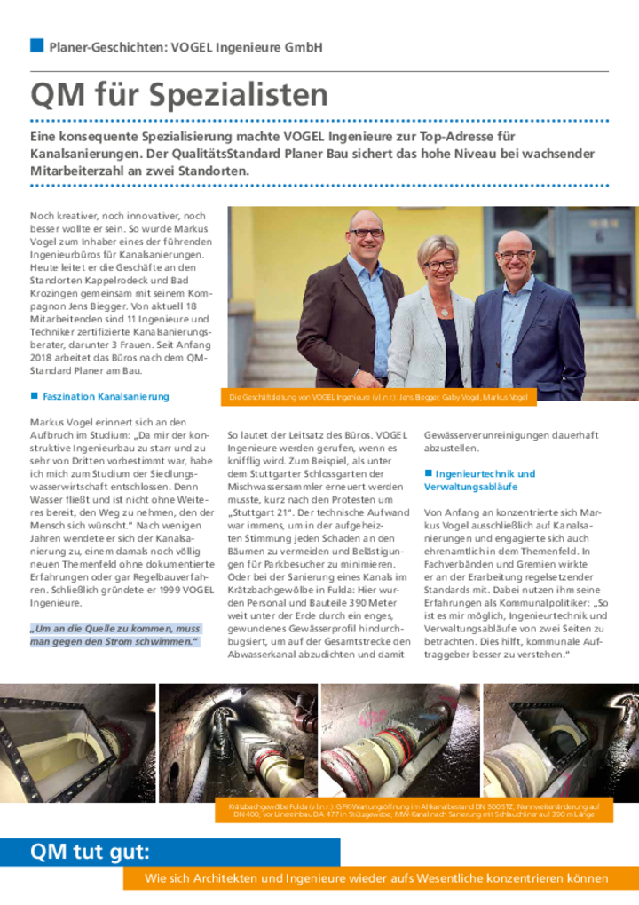 QM für Spszialisten - VOGEL Ingenieure GmbH QM für Spszialisten - VOGEL Ingenieure GmbH