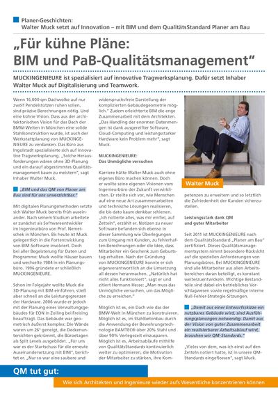 MUCKINGENIEURE: Für kühne Pläne: BIM und PaB-QualitätsManagement